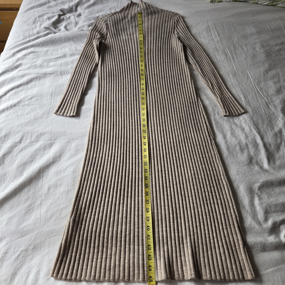 Ribbed Mock Neck Knit Dress - Taupe - Picture 8 of 9